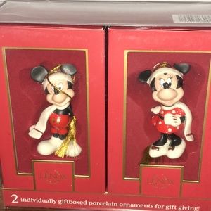 Lenox Mickey Mouse and Minnie Mouse winter ornament